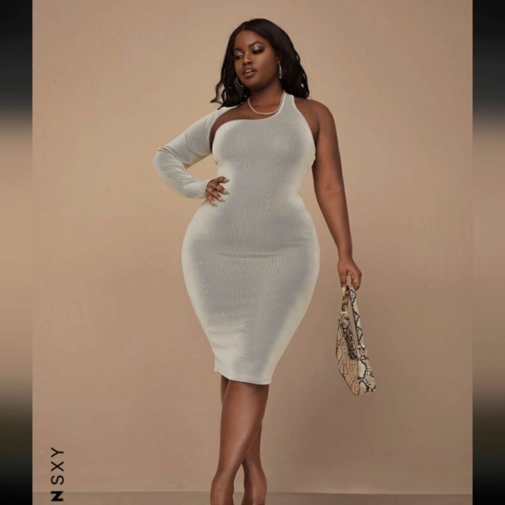 SHEIN curve sexy Plus Asymmetrical Neck Bodycon Dress NWT